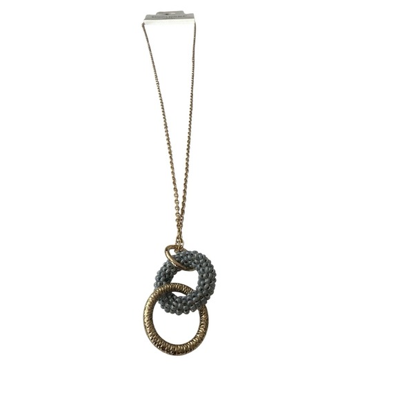 New Banana Republic Necklace Long Pendant Gold Blue Jewelry Cóctel Party‎ Career - Picture 8 of 8